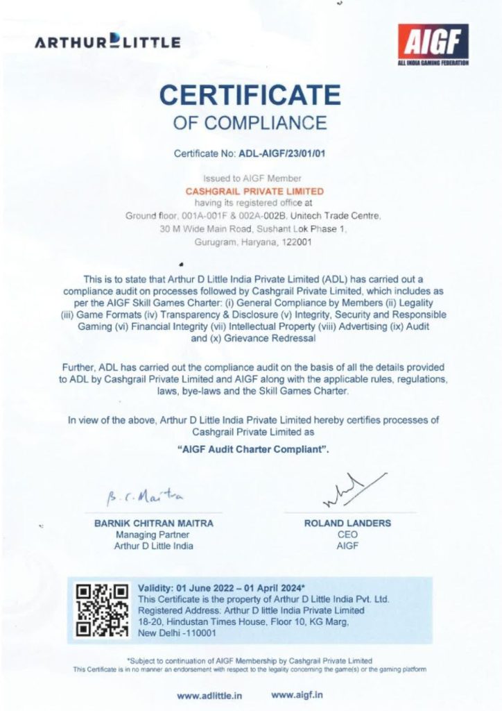 AIGF Certificate